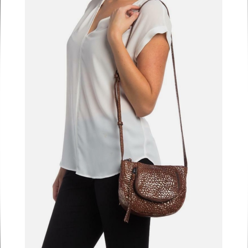 Kooba Monteverde brown and metallic leather mini crossbody bag